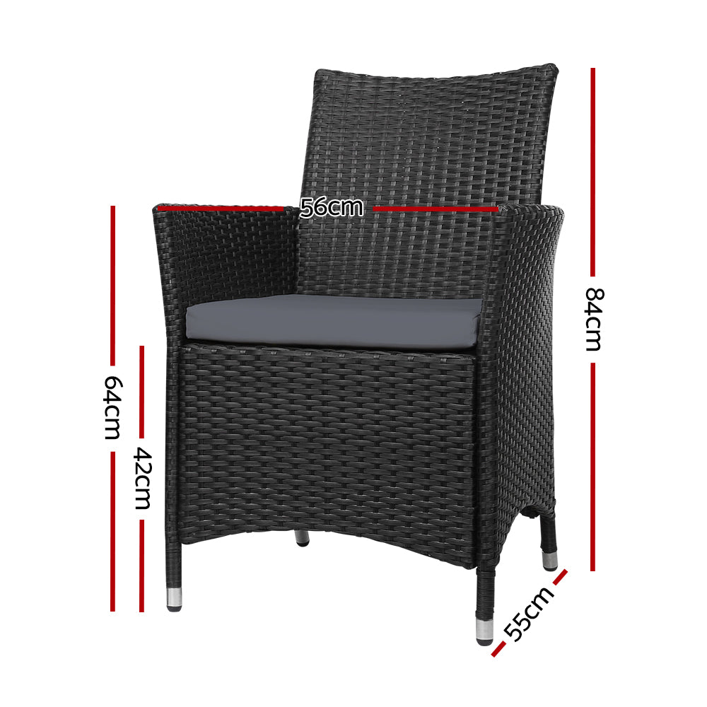 Elodia - 2PC Outdoor Dining Chairs Patio Wicker Cushion Idris