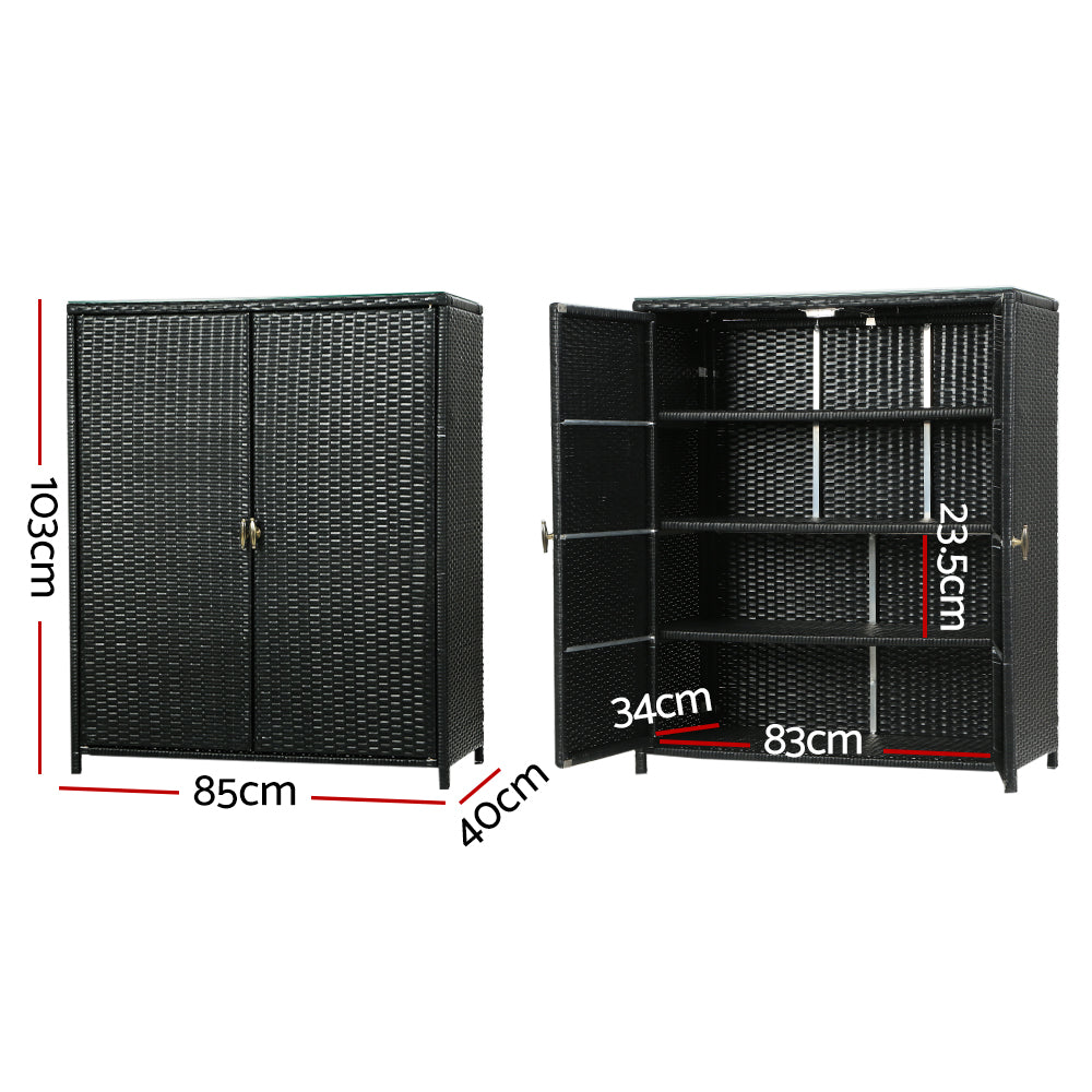 Raven - Outdoor Storage Cabinet Box Wicker Shelf Tools