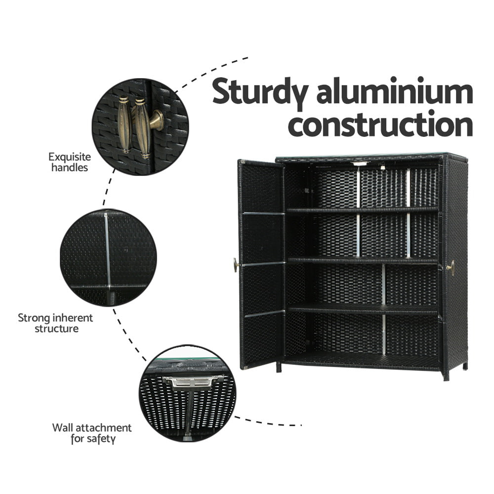 Raven - Outdoor Storage Cabinet Box Wicker Shelf Tools