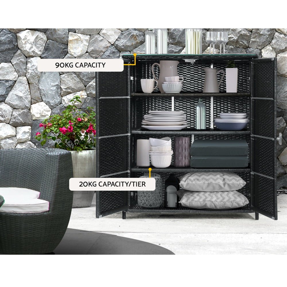 Raven - Outdoor Storage Cabinet Box Wicker Shelf Tools
