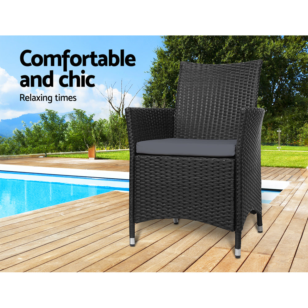 Elodia - 2PC Outdoor Dining Chairs Patio Wicker Cushion Idris