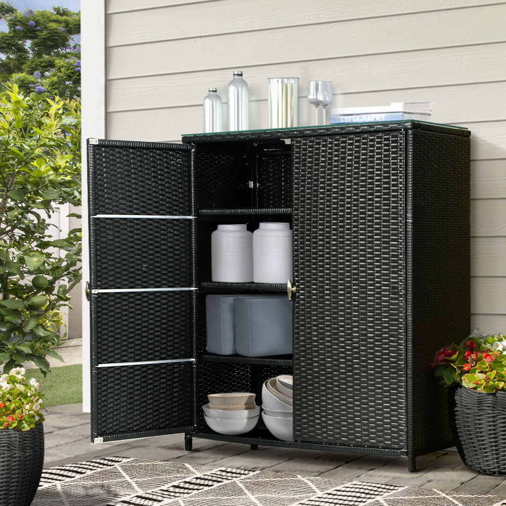 Raven - Outdoor Storage Cabinet Box Wicker Shelf Tools