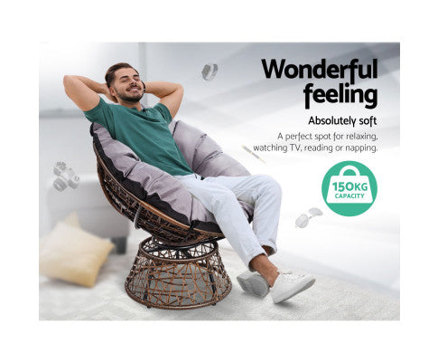 Elvira - Outdoor Chairs Outdoor Furniture Wicker Papasan Chair Brown