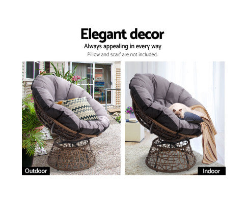 Elvira - Outdoor Chairs Outdoor Furniture Wicker Papasan Chair Brown