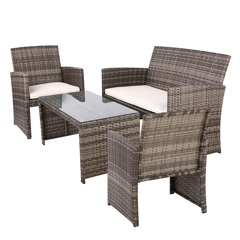 Felicity - 4 PCS Outdoor Sofa Set Storage Cover Rattan Grey