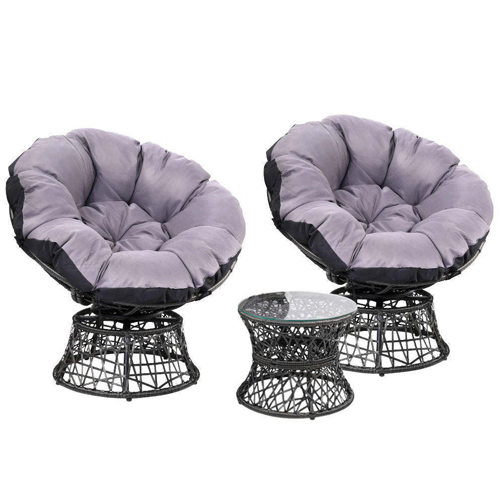 Blythe - Outdoor Lounge Setting Wicker Papasan Chairs Table Black
