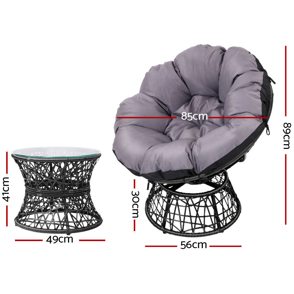Blythe - Outdoor Lounge Setting Wicker Papasan Chairs Table Black