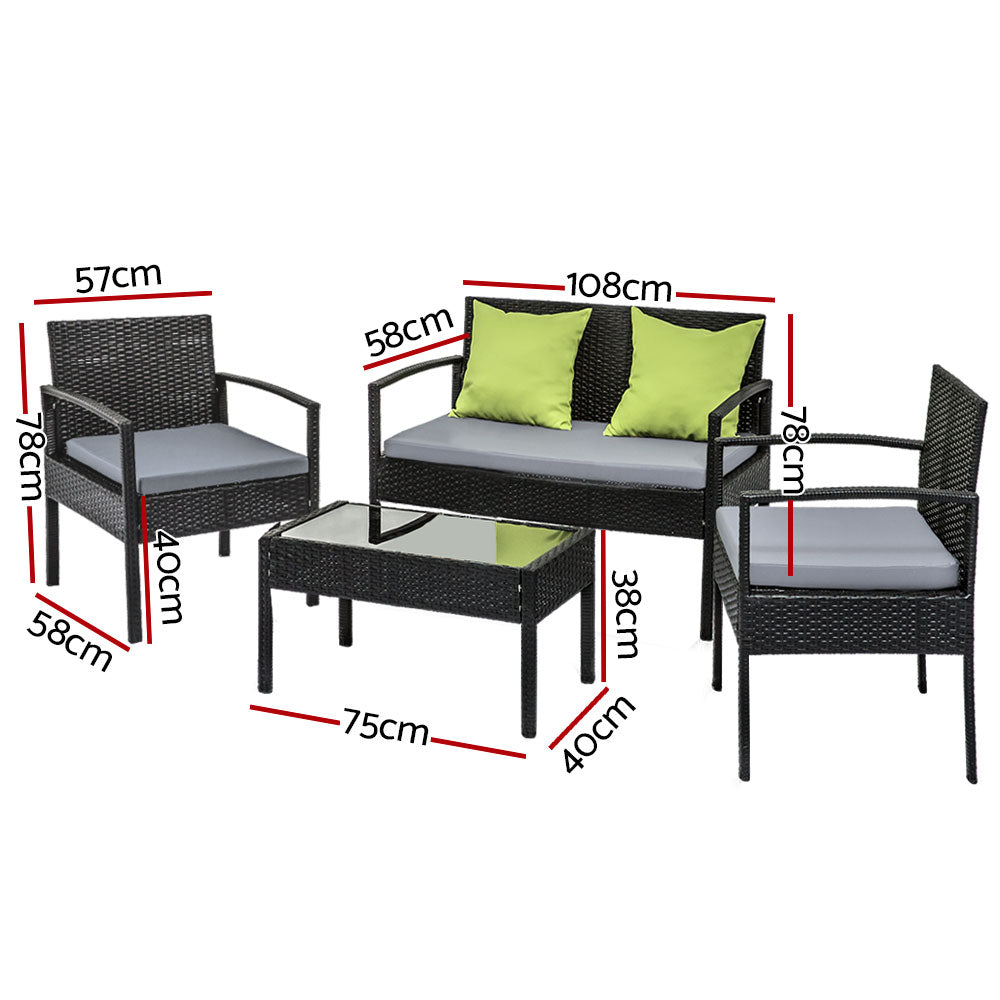 Sage - Outdoor Sofa Set Wicker Lounge Table and Chairs Storage Cover
