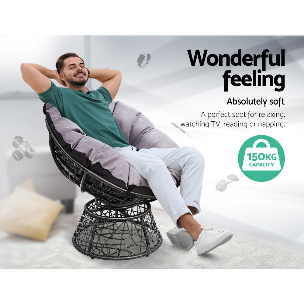 Blythe - Outdoor Lounge Setting Wicker Papasan Chairs Table Black