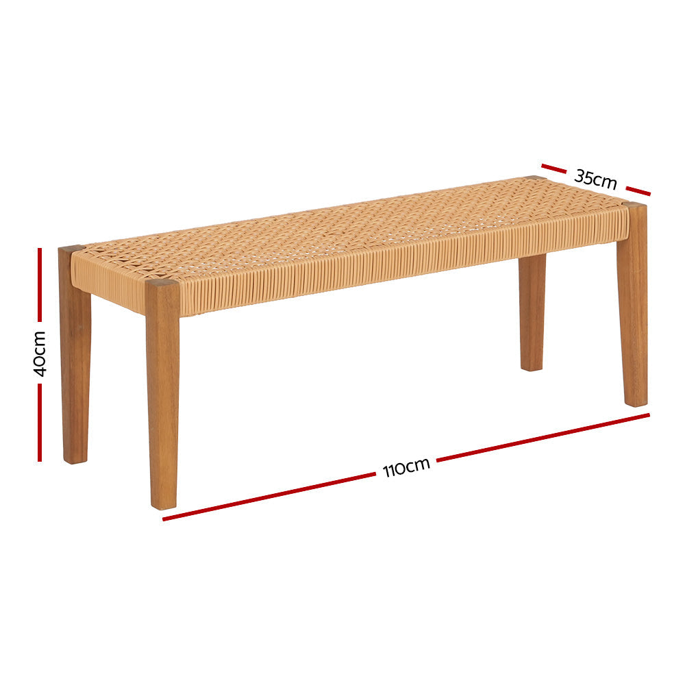 Yarrow - Outdoor Garden Bench Seat Dining Acacia Wood 2-Seater Patio