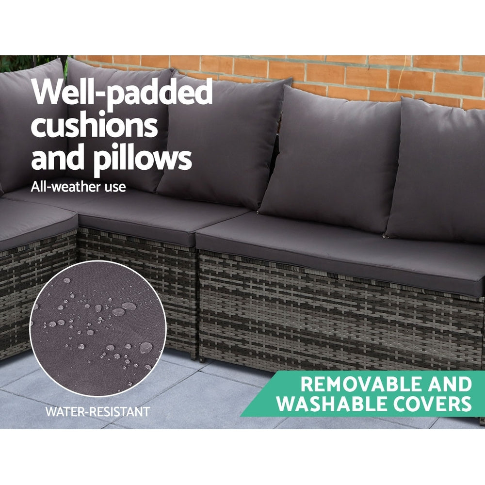 Isolde - Outdoor Furniture Dining Setting Wicker Sofa 9 Seater Grey