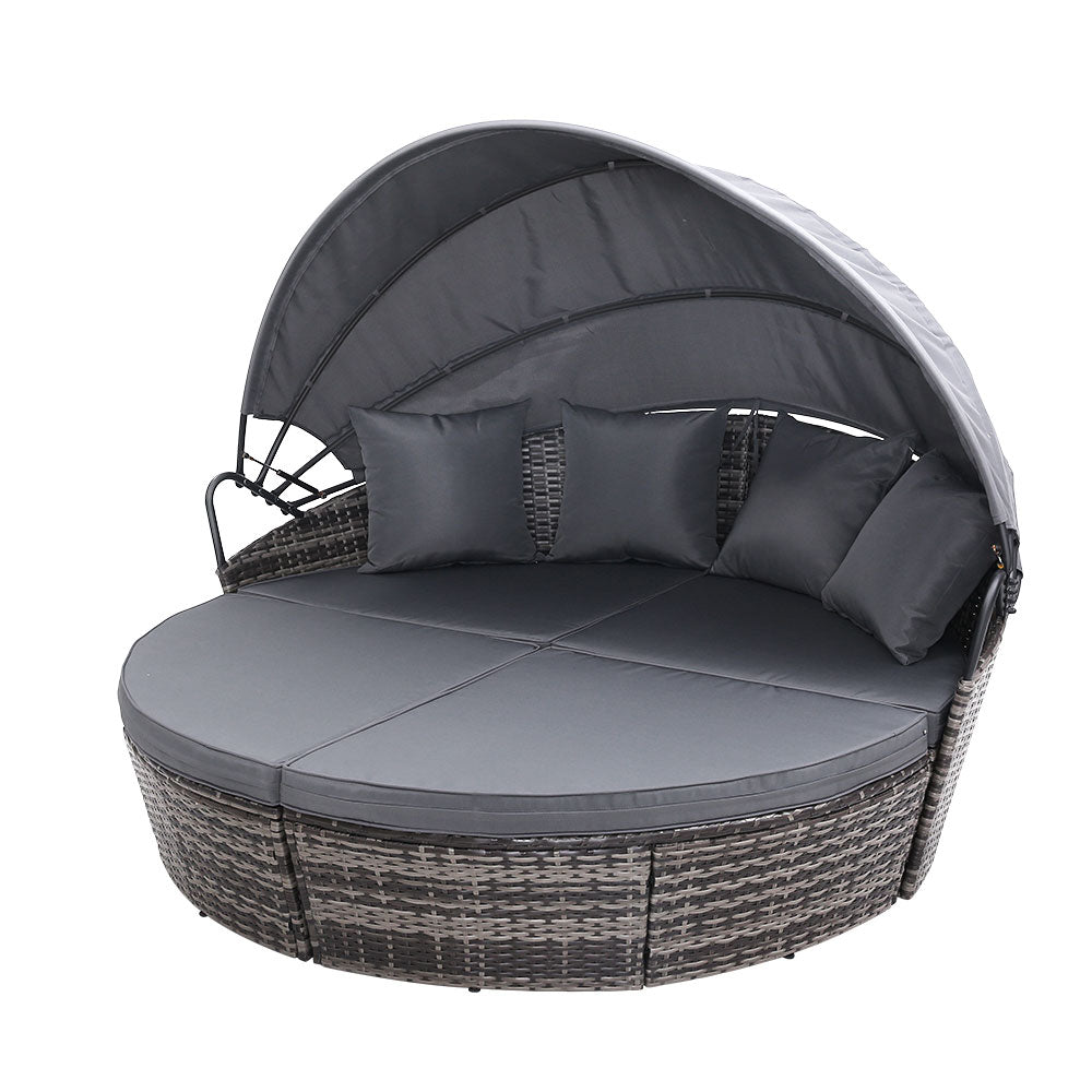 Stella - Sun Lounge Wicker Lounger Day Bed Outdoor Grey