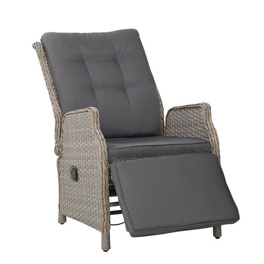 Kaia - Recliner Chairs Sun Lounge Wicker Lounger Patio Adjustable Grey
