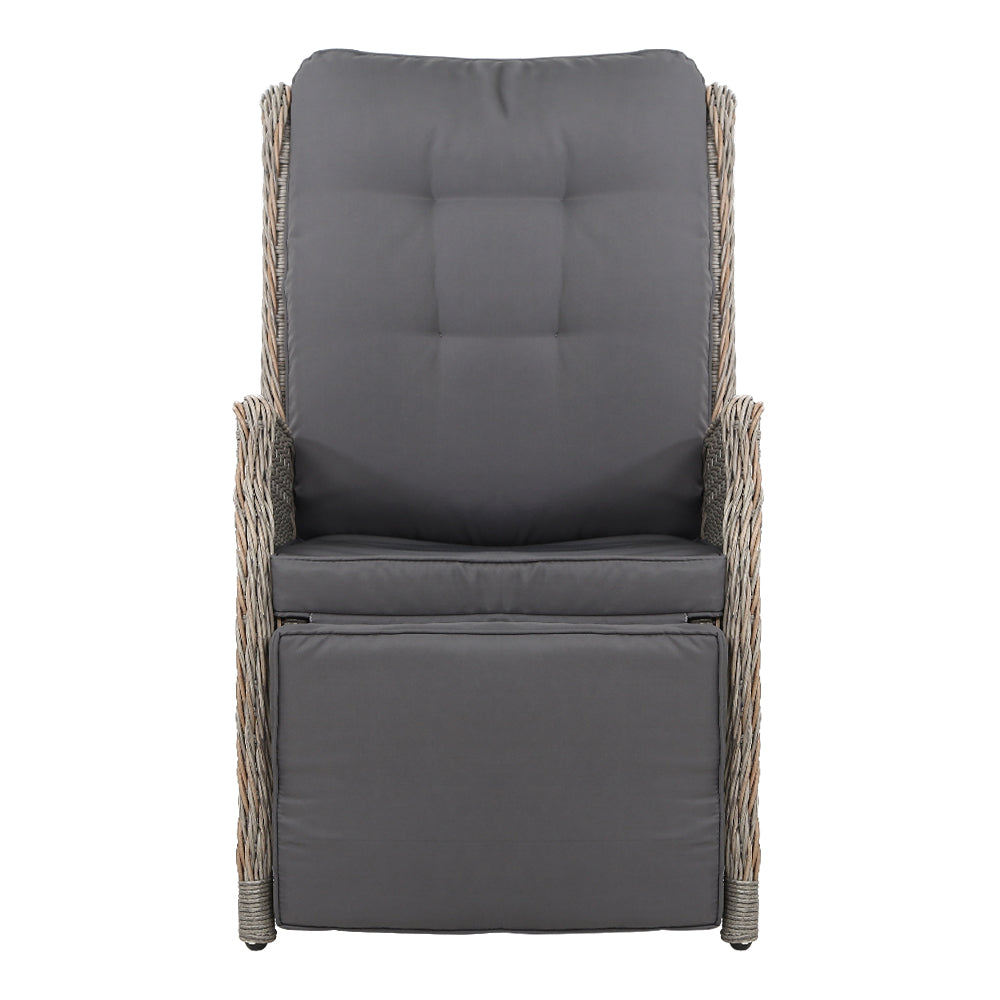 Kaia - Recliner Chairs Sun Lounge Wicker Lounger Patio Adjustable Grey