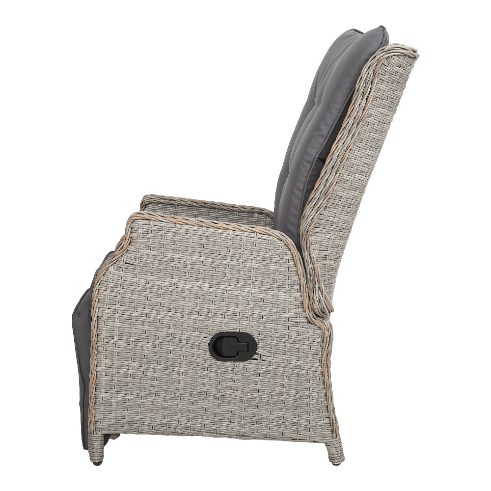 Kaia - Recliner Chairs Sun Lounge Wicker Lounger Patio Adjustable Grey