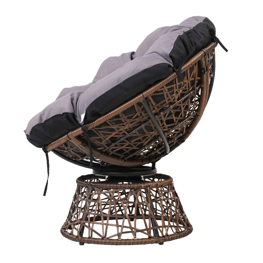 Nerida - Outdoor Lounge Setting Wicker Papasan Chairs Table Brown