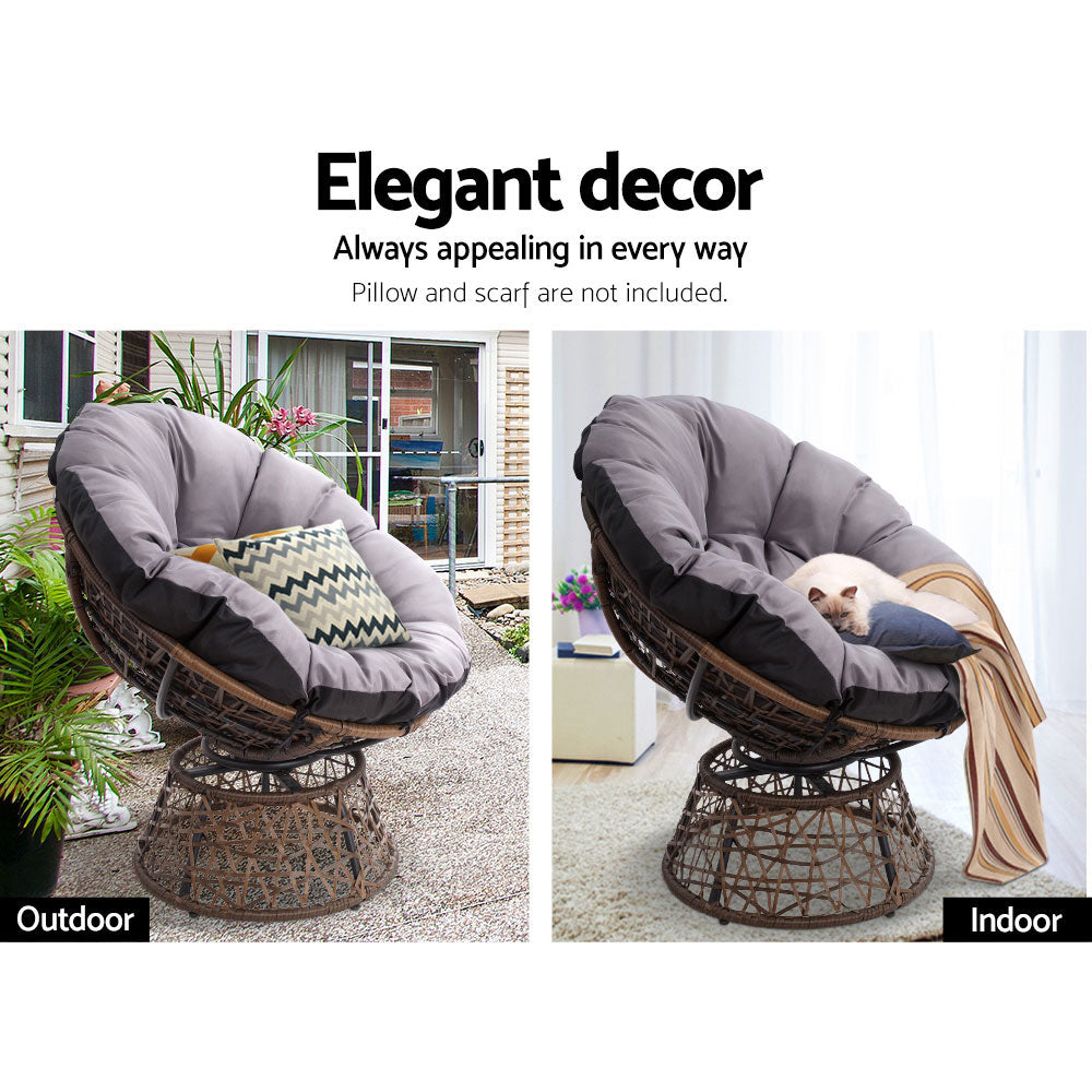 Nerida - Outdoor Lounge Setting Wicker Papasan Chairs Table Brown