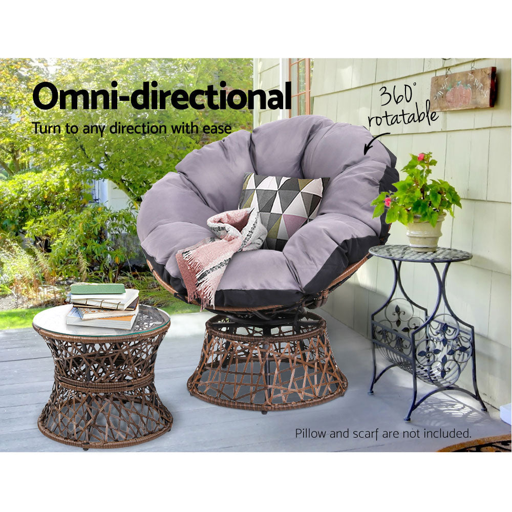 Nerida - Outdoor Lounge Setting Wicker Papasan Chairs Table Brown