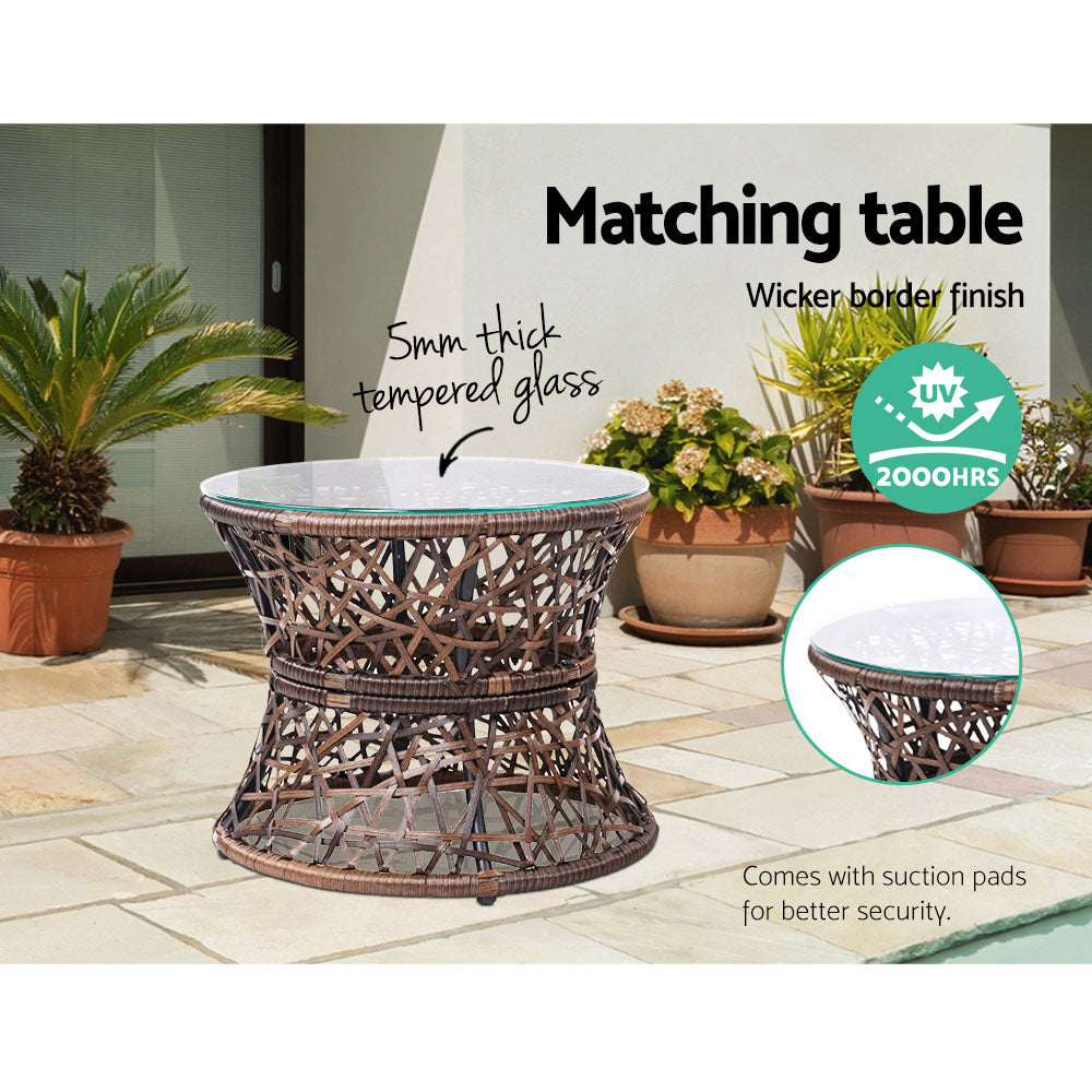 Nerida - Outdoor Lounge Setting Wicker Papasan Chairs Table Brown