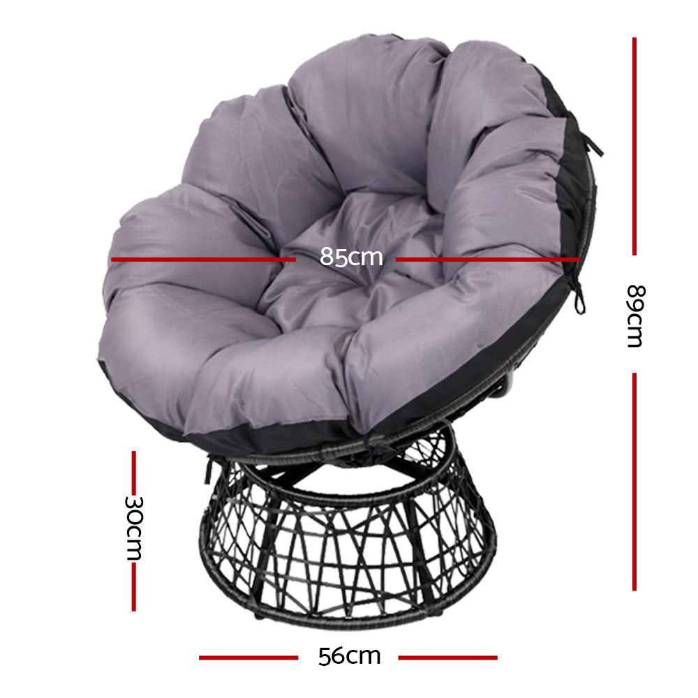 Ione - Outdoor Chairs Outdoor Furniture Wicker Papasan Chair Black