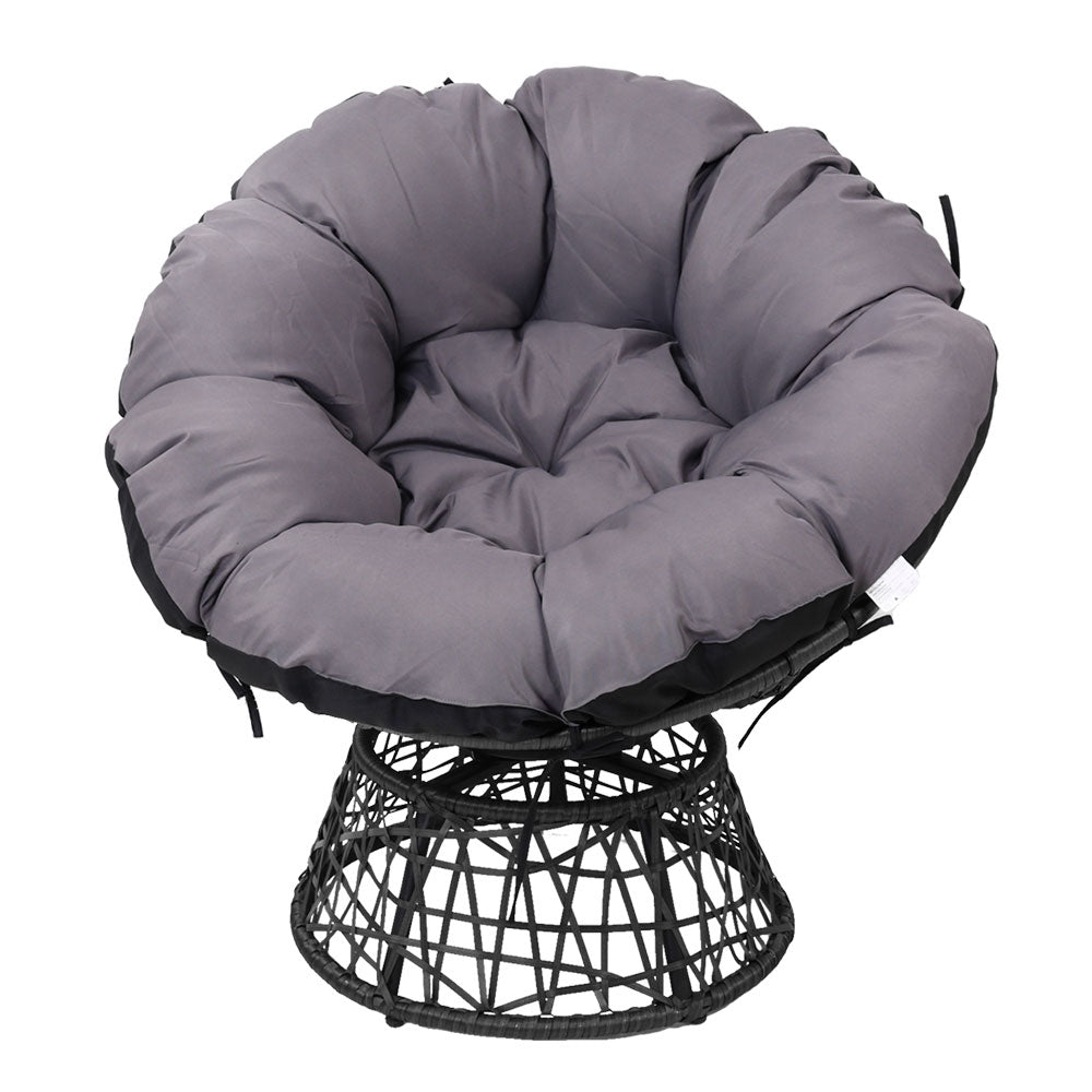 Ione - Outdoor Chairs Outdoor Furniture Wicker Papasan Chair Black