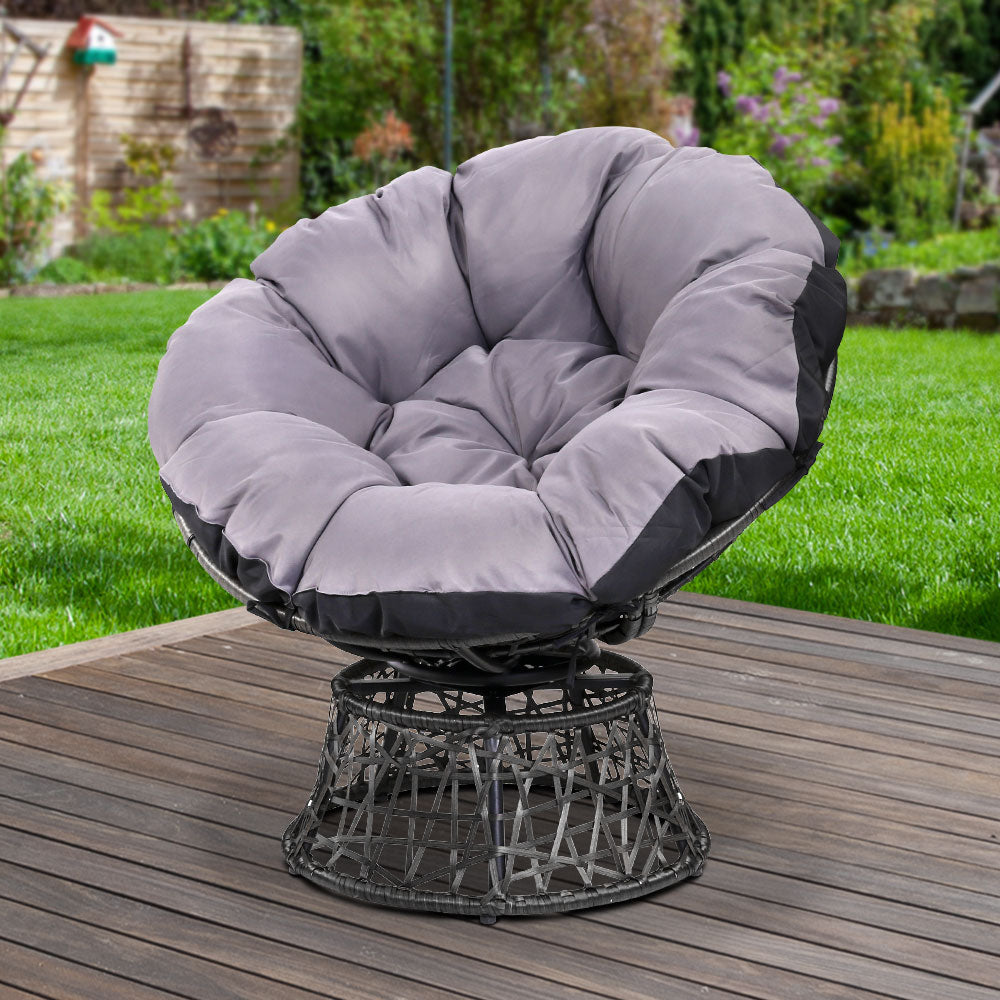 Ione - Outdoor Chairs Outdoor Furniture Wicker Papasan Chair Black