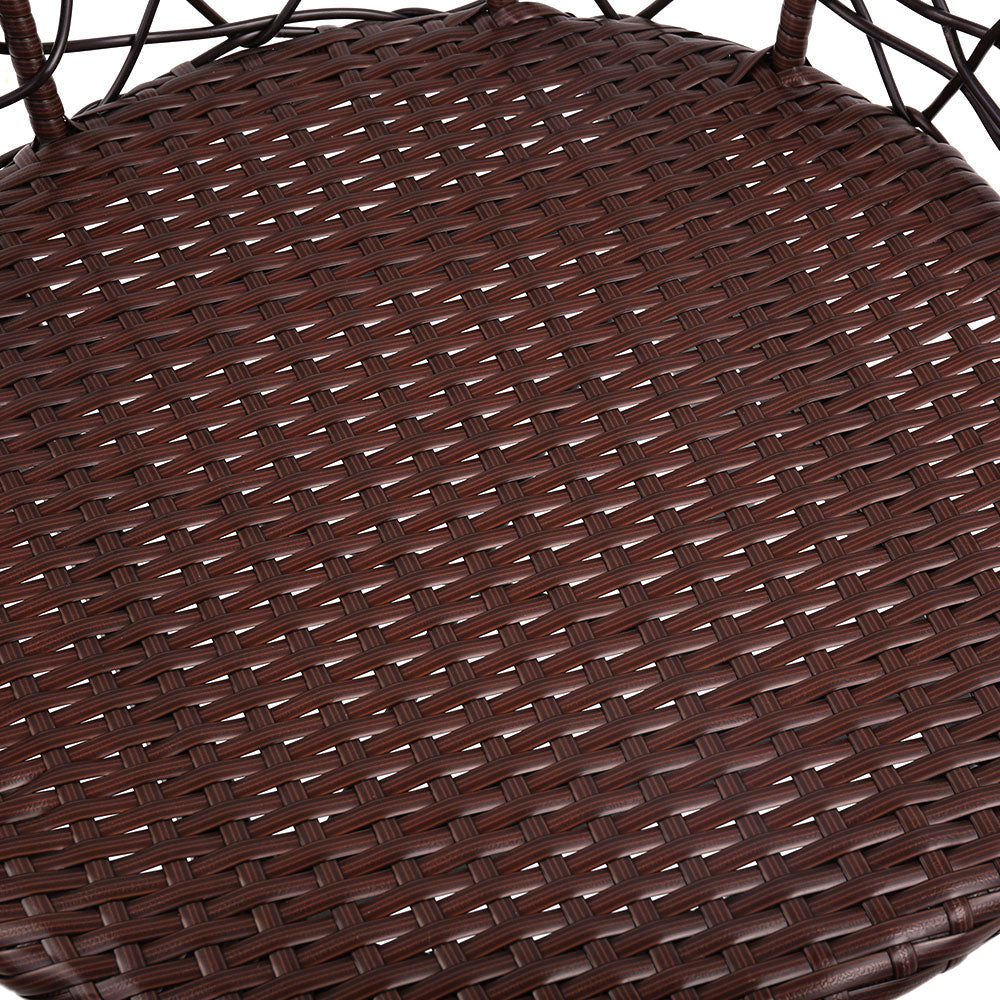 Lush - 3PC Bistro Set Outdoor Furniture Rattan Chairs Brown