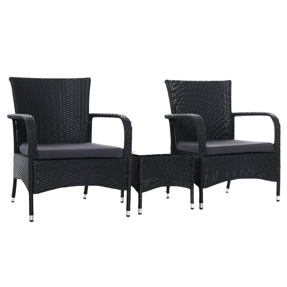 Brielle - 3PC Outdoor Bistro Set Wicker Chairs Table