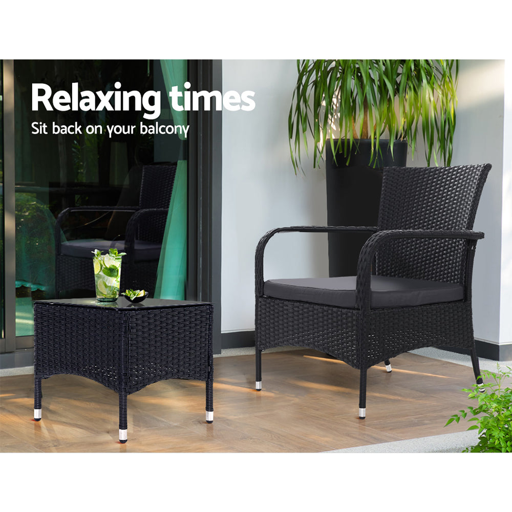 Brielle - 3PC Outdoor Bistro Set Wicker Chairs Table