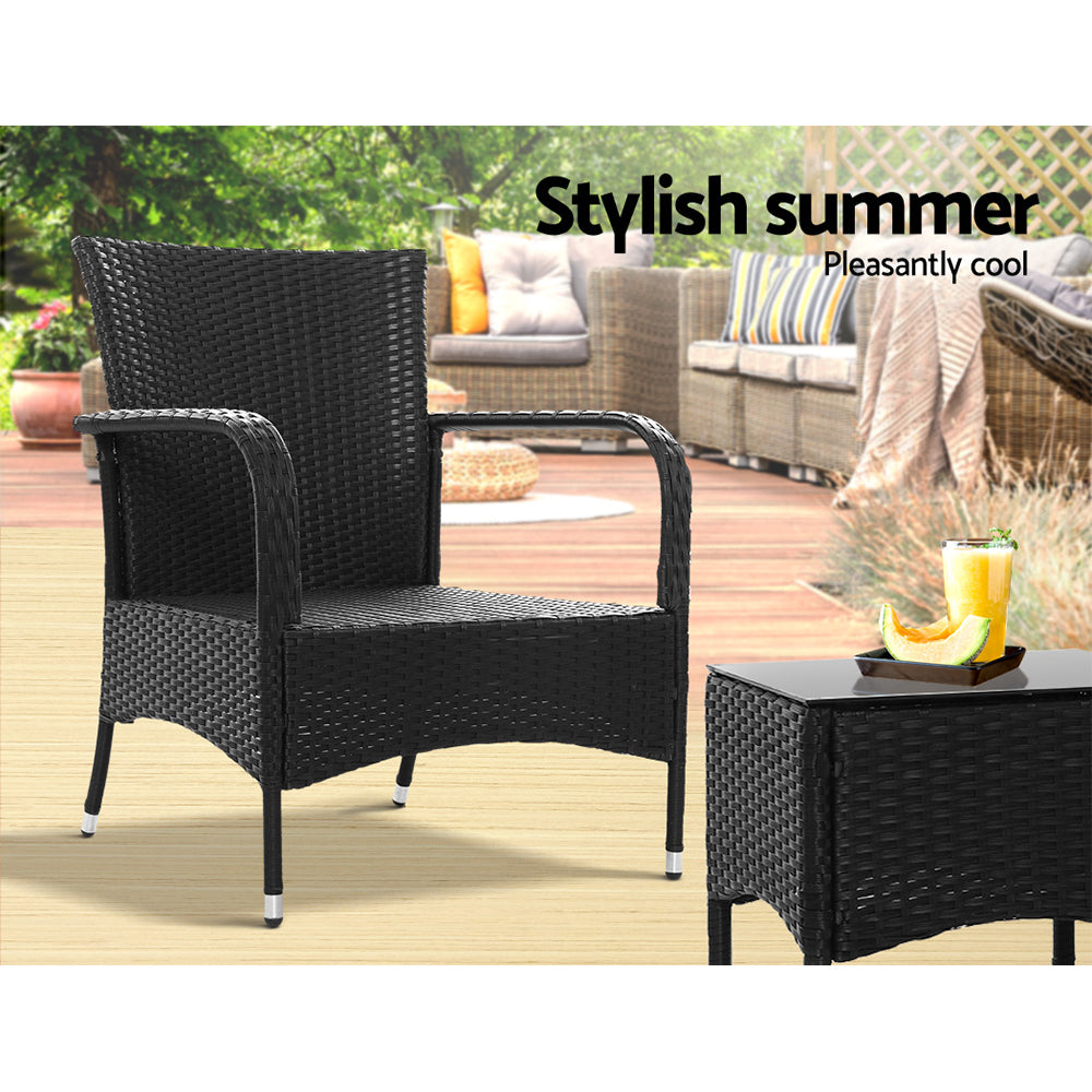 Brielle - 3PC Outdoor Bistro Set Wicker Chairs Table