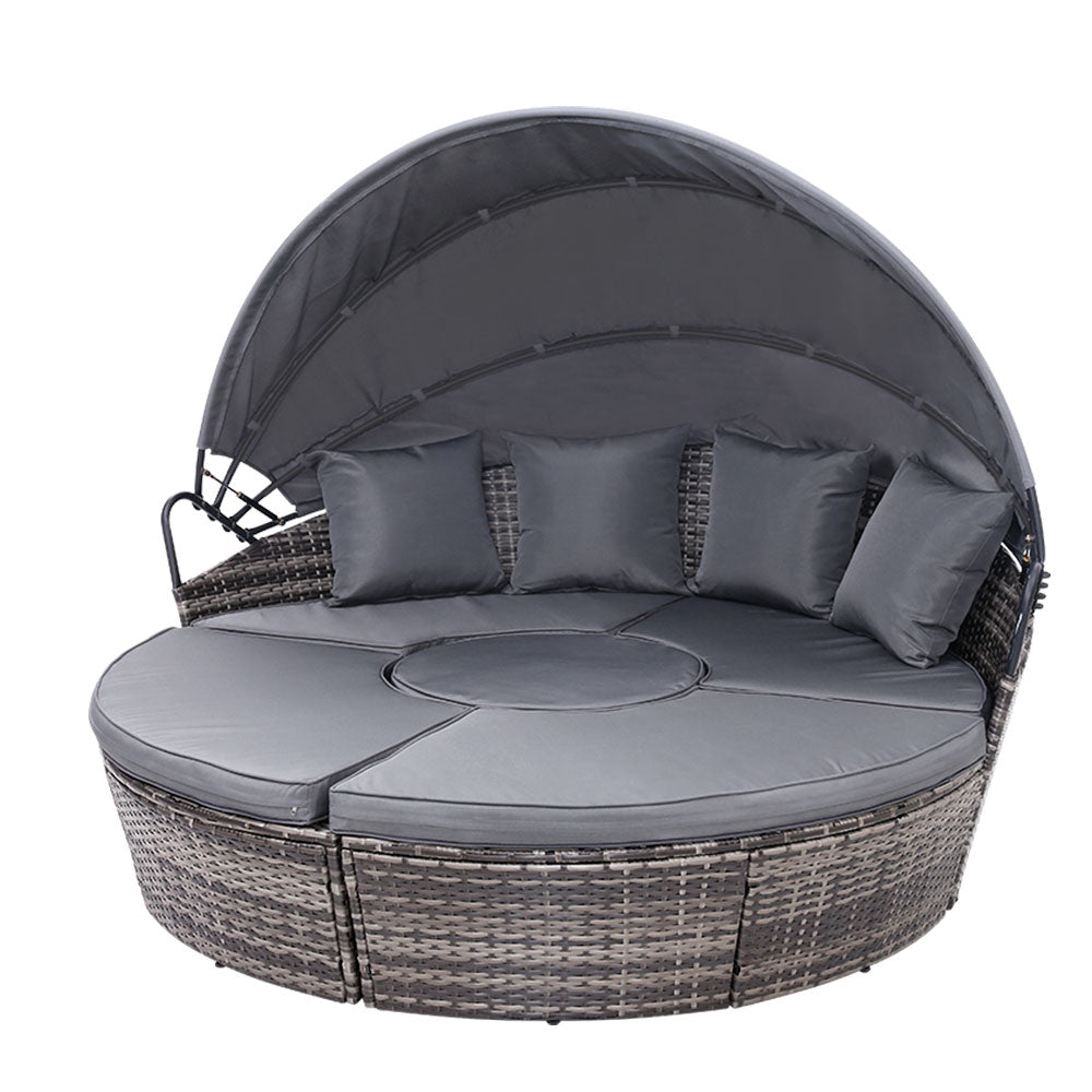 Colette - Sun Lounge Wicker Lounger Day Bed Outdoor Grey