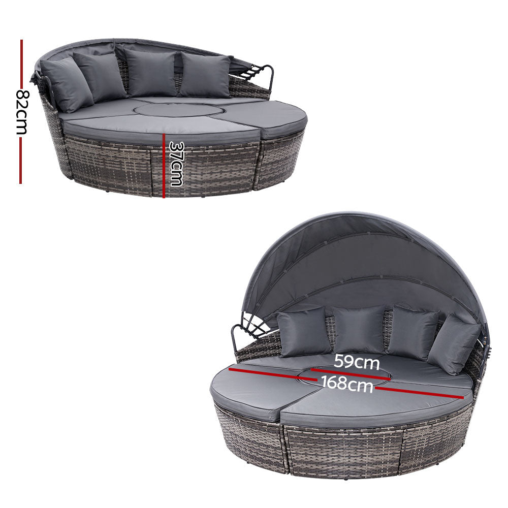 Colette - Sun Lounge Wicker Lounger Day Bed Outdoor Grey