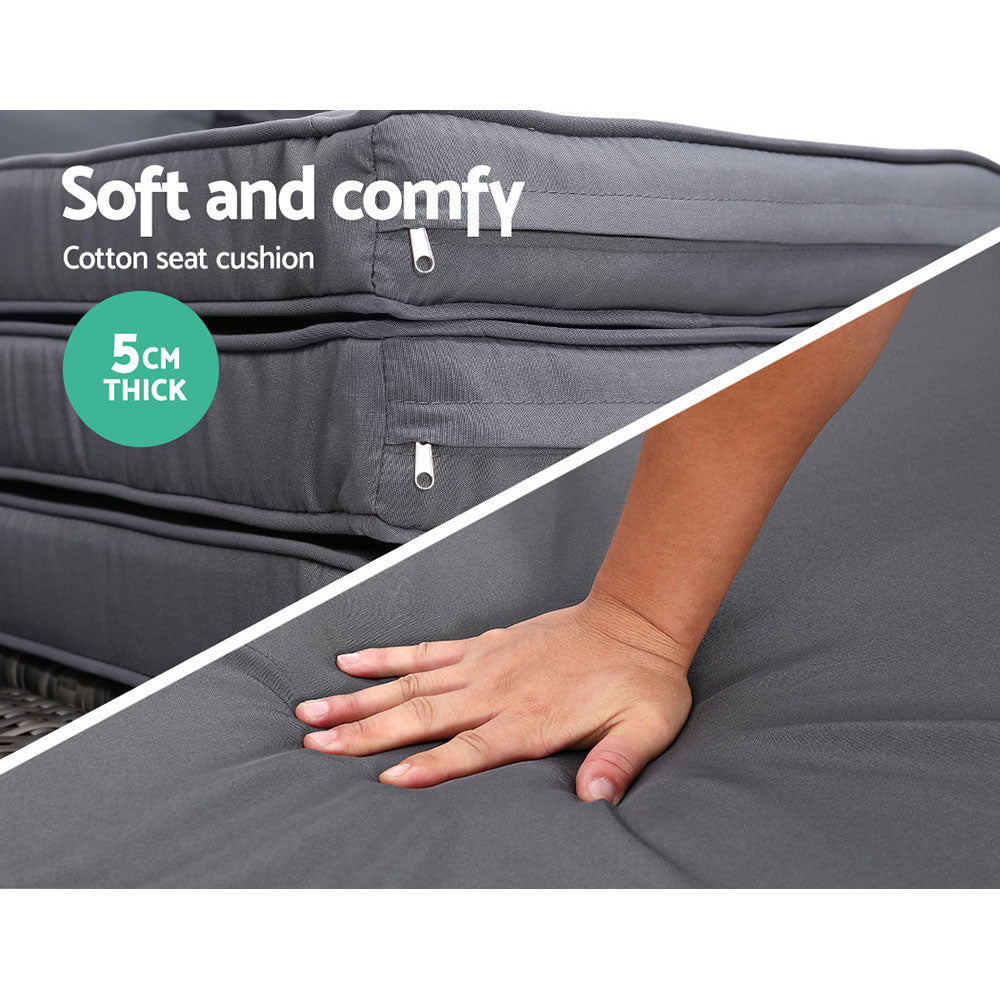 Colette - Sun Lounge Wicker Lounger Day Bed Outdoor Grey