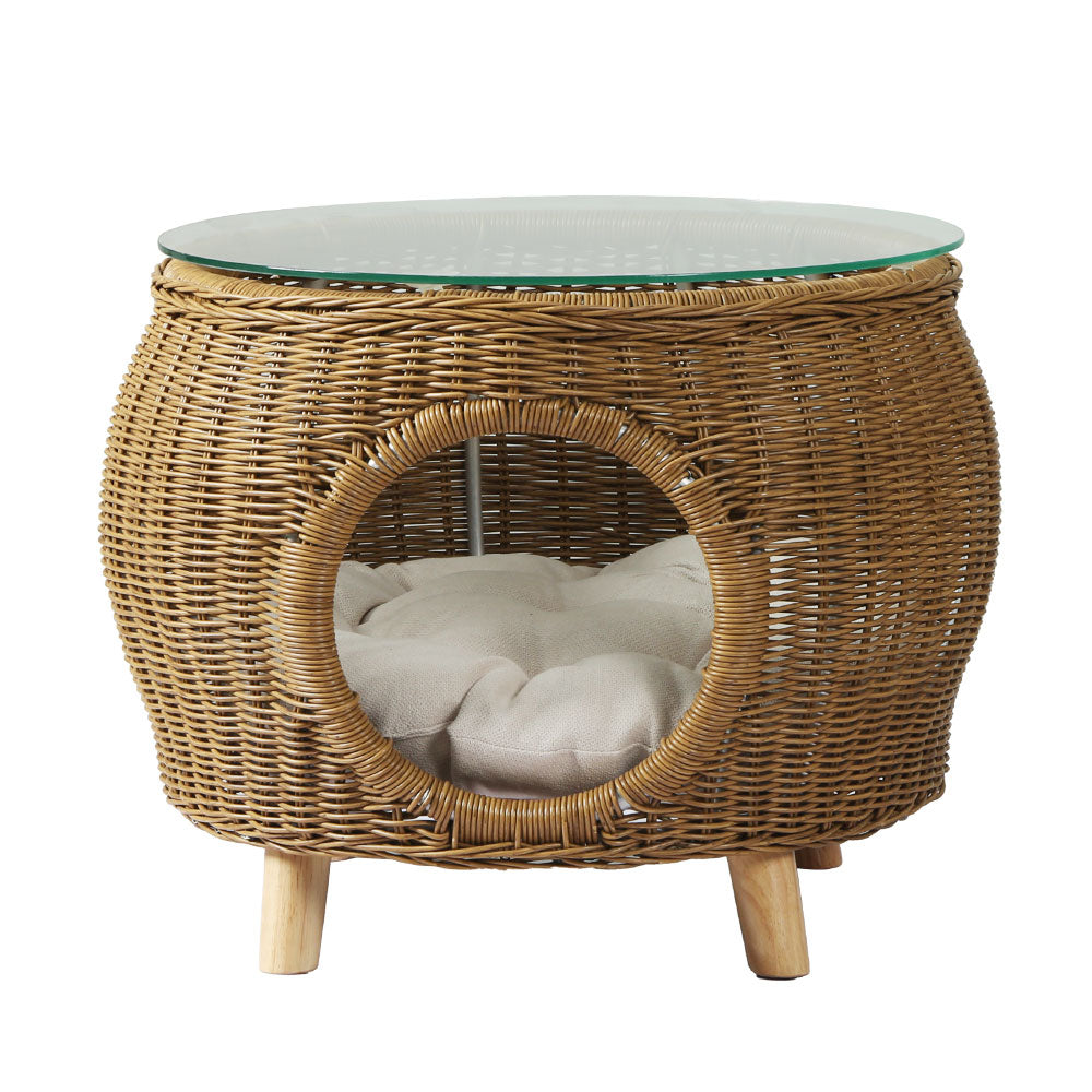 Coralie - Coffee Side Table Wicker Pet Bed Storage