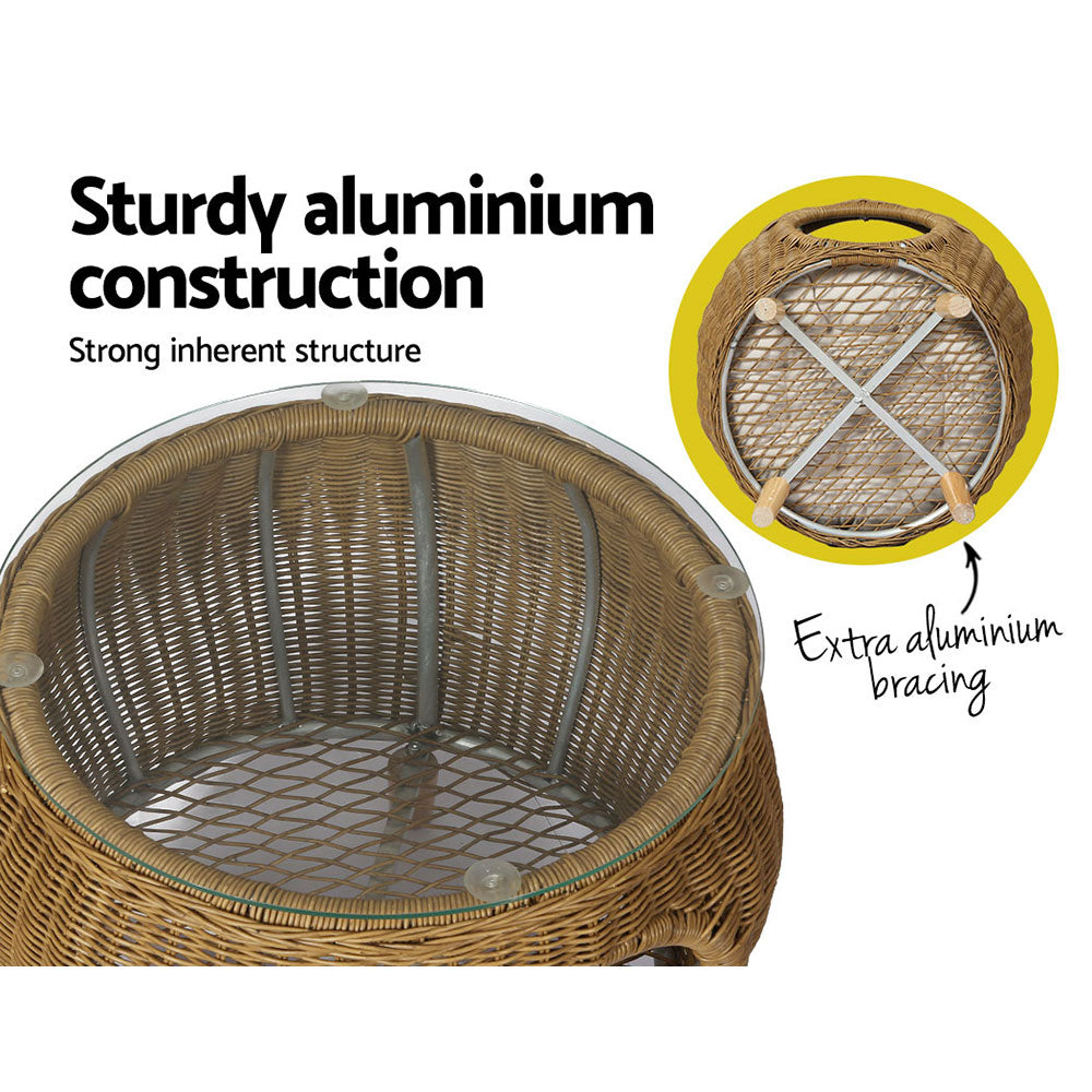 Coralie - Coffee Side Table Wicker Pet Bed Storage