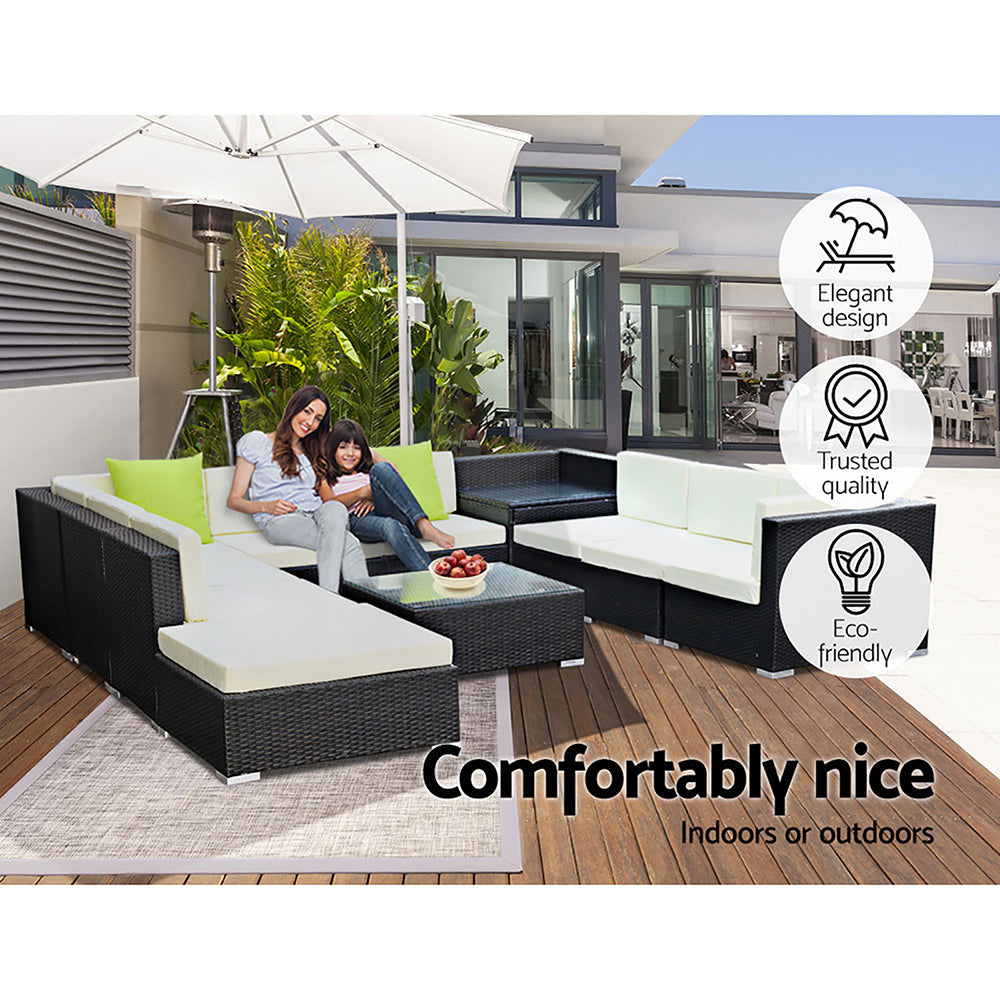Briseis - 11PC Outdoor Furniture Sofa Set Wicker Garden Patio Lounge