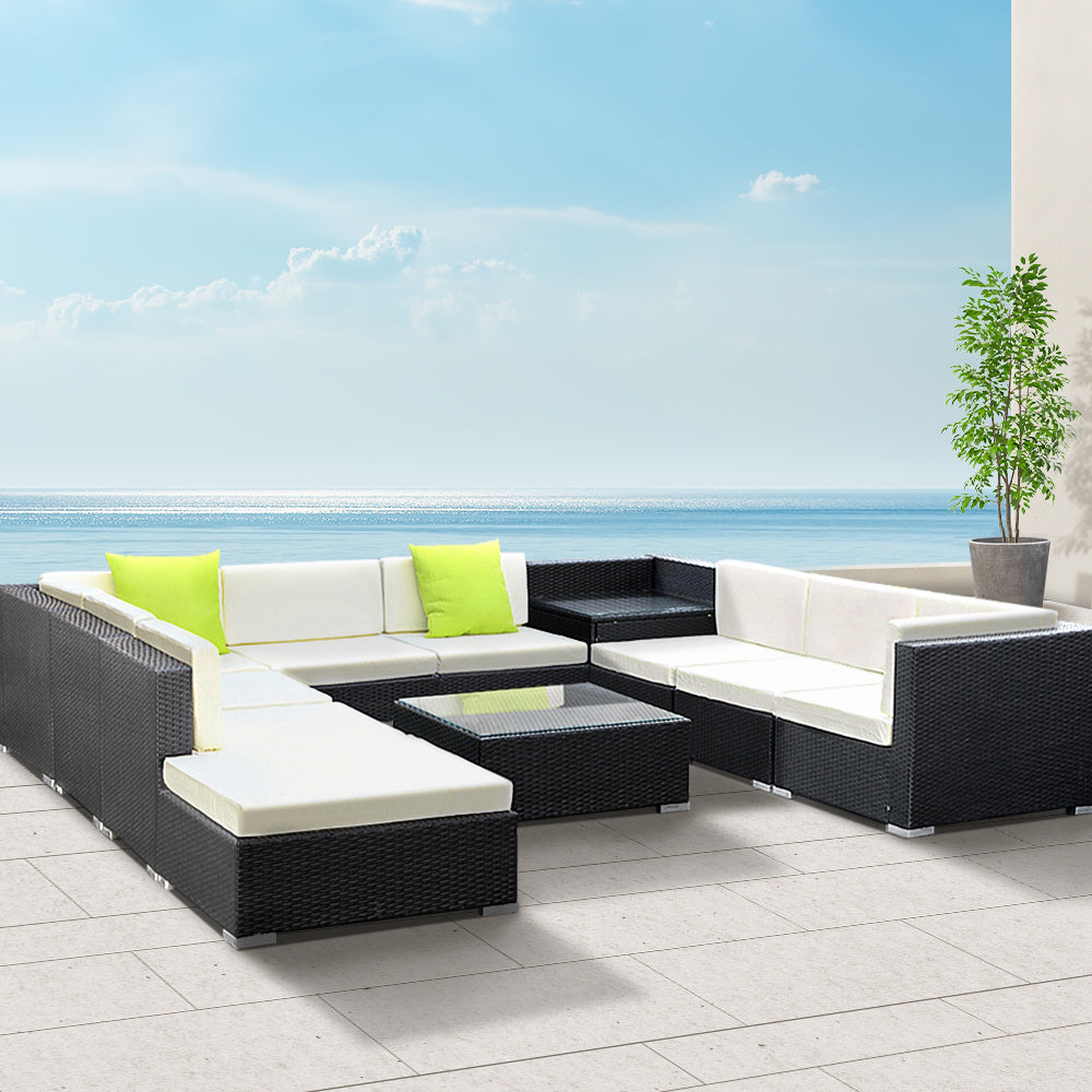 Briseis - 11PC Outdoor Furniture Sofa Set Wicker Garden Patio Lounge
