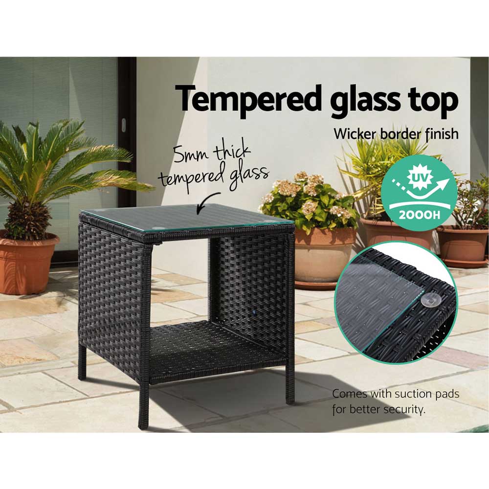 Camille - Coffee Side Table Wicker Rattan Outdoor Grey