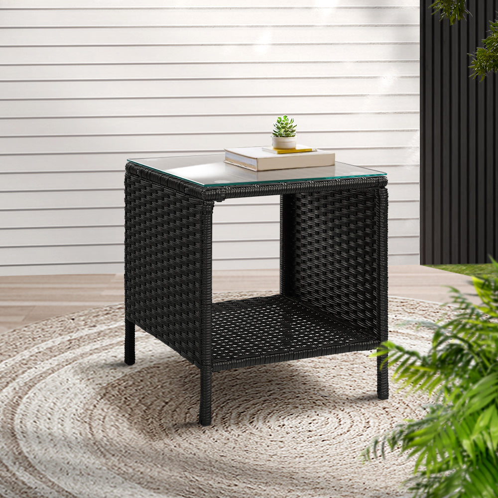 Camille - Coffee Side Table Wicker Rattan Outdoor Grey