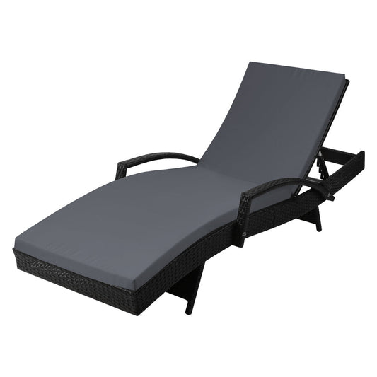 Carina - Sun Lounge Wicker Lounger Beach Adjustable Black