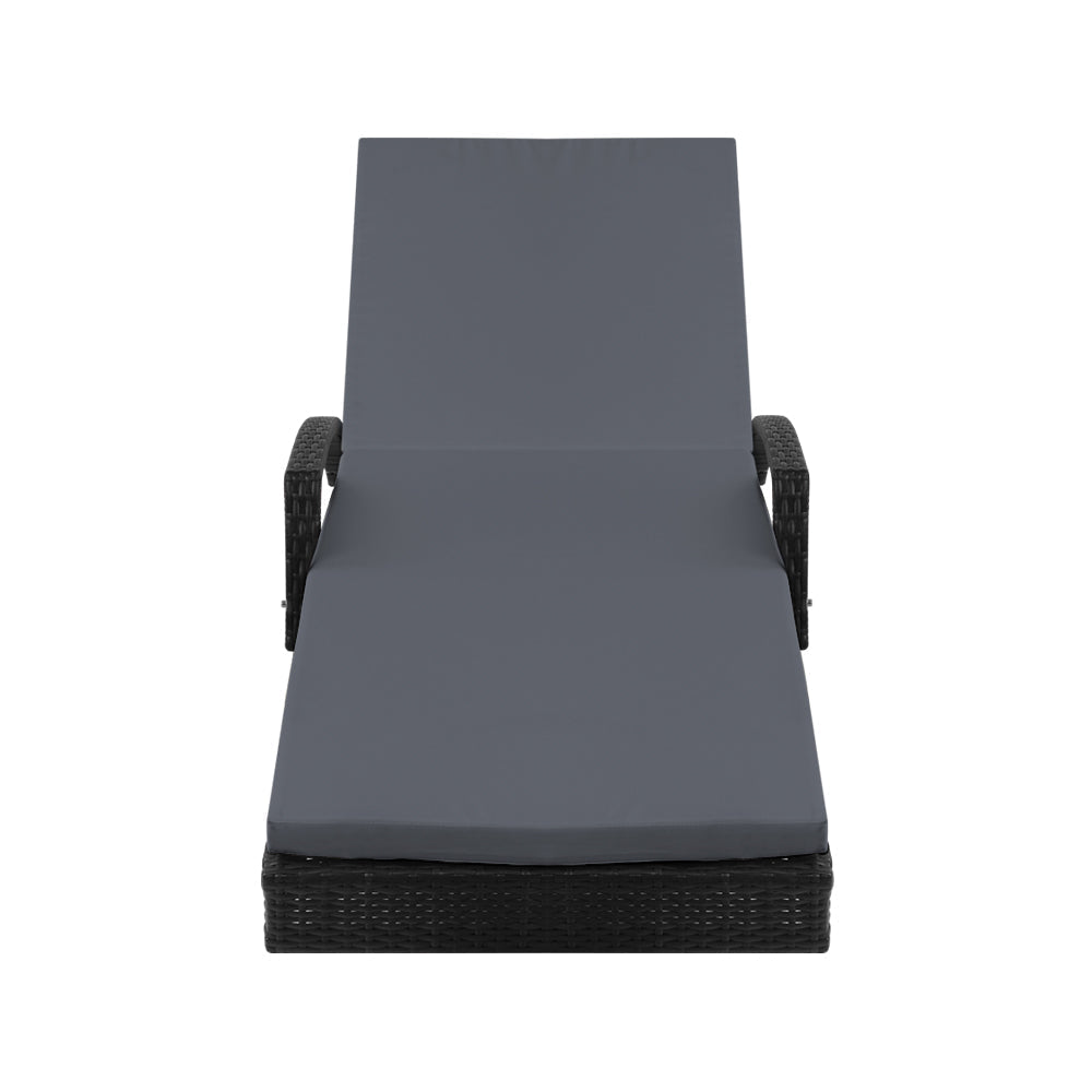 Carina - Sun Lounge Wicker Lounger Beach Adjustable Black