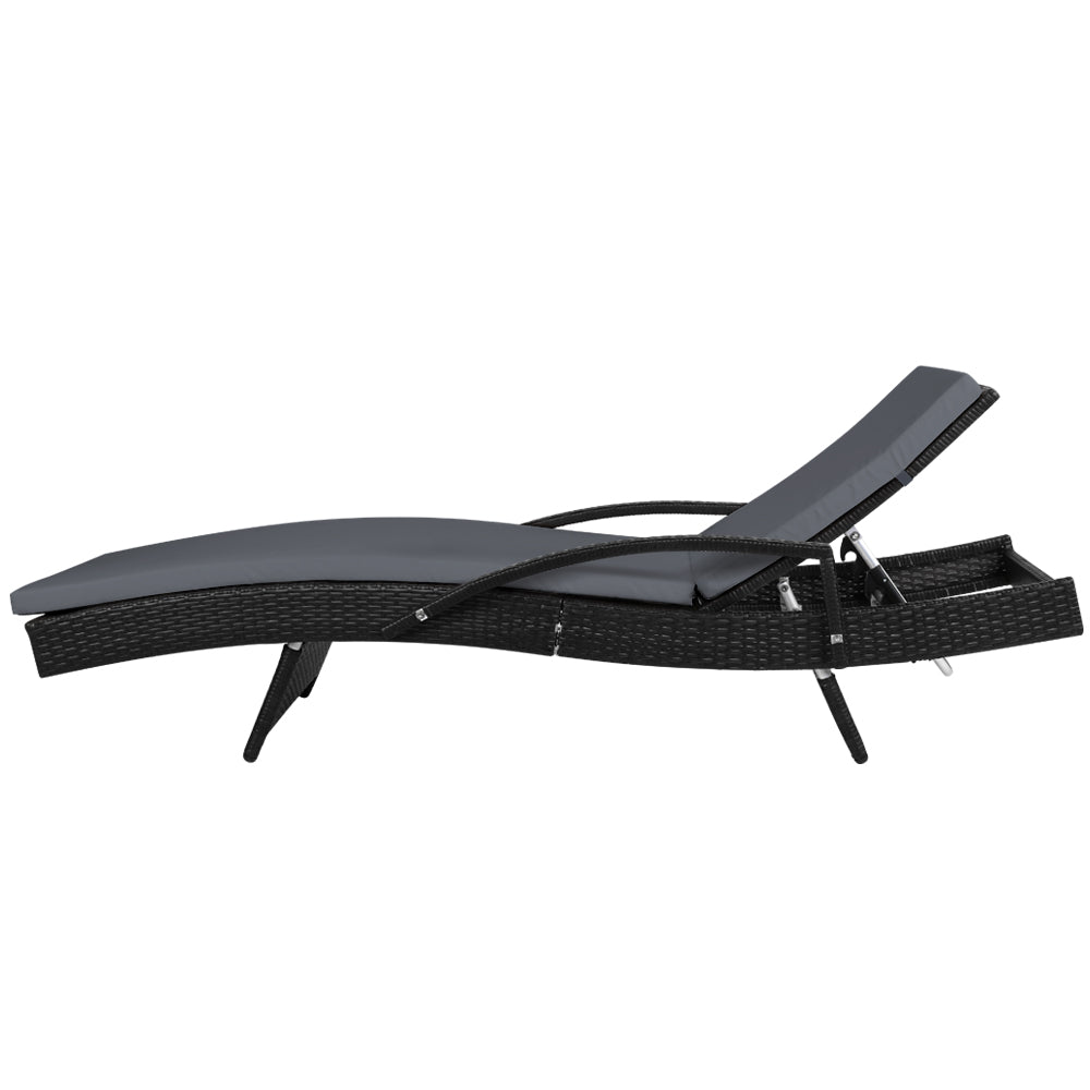 Carina - Sun Lounge Wicker Lounger Beach Adjustable Black