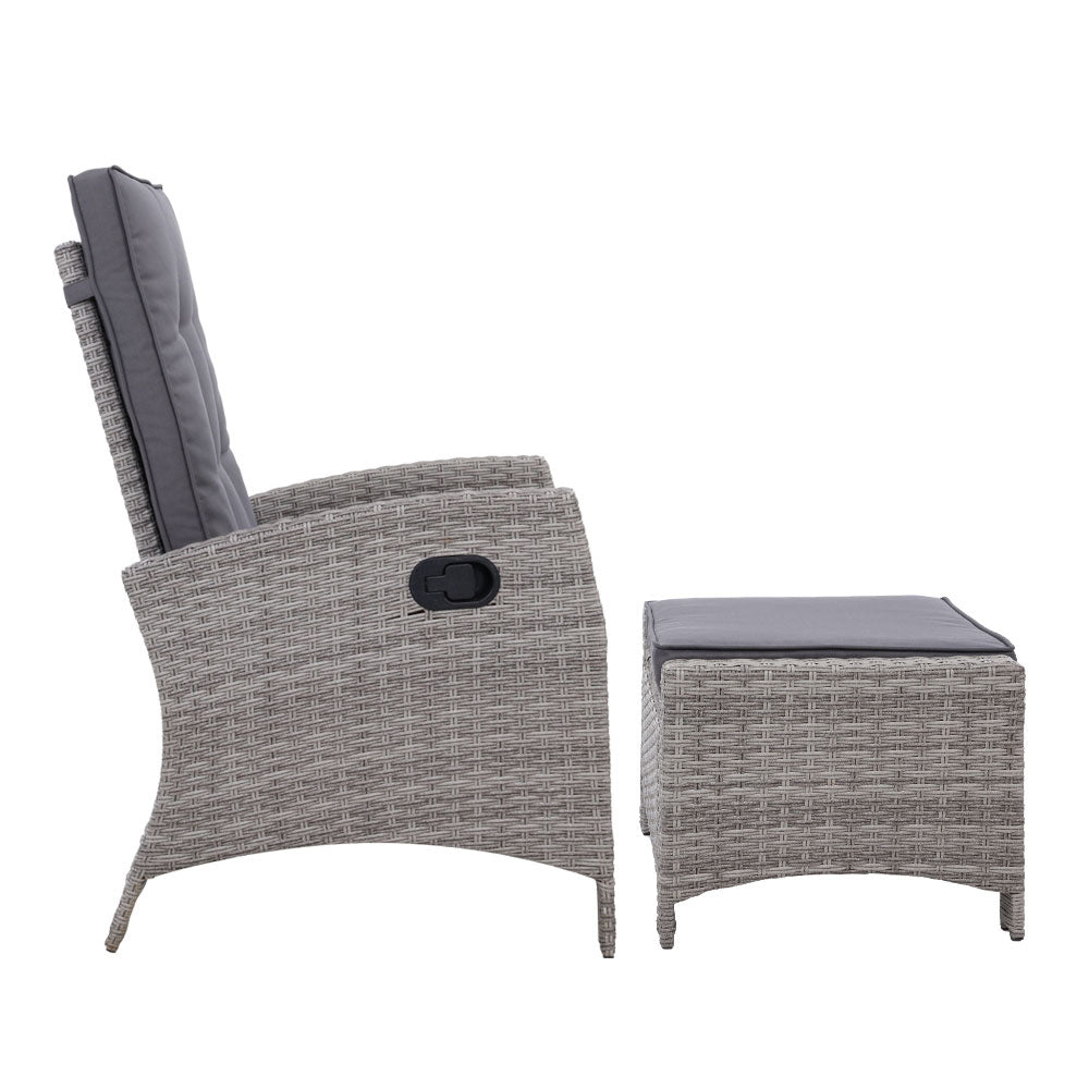 Cecily - Recliner Chair Sun Lounge Wicker Lounger Patio Adjustable Grey