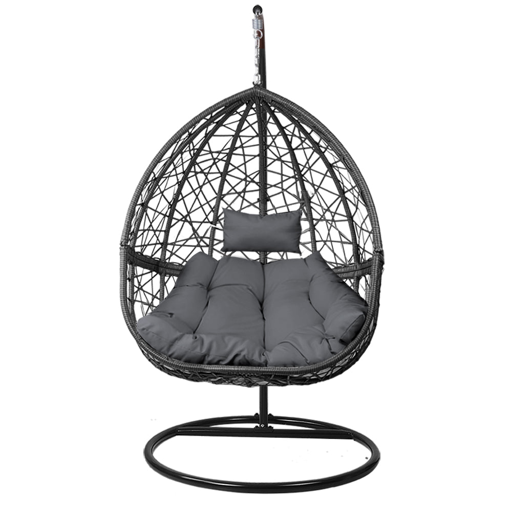 Celeste - Outdoor Egg Swing Chair Wicker Rattan Pod Stand Grey