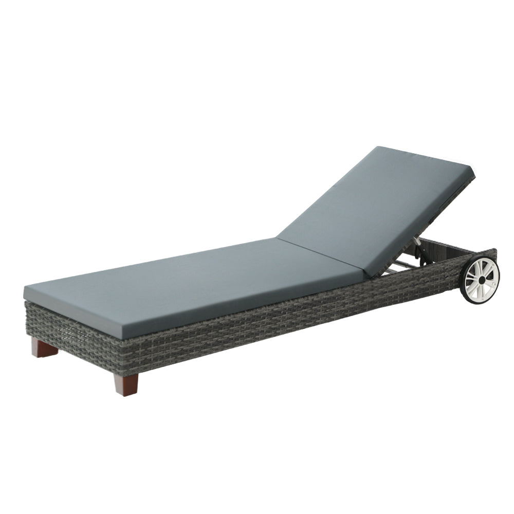 Crib - Sun Lounge Wicker Lounger Day Bed Patio Grey