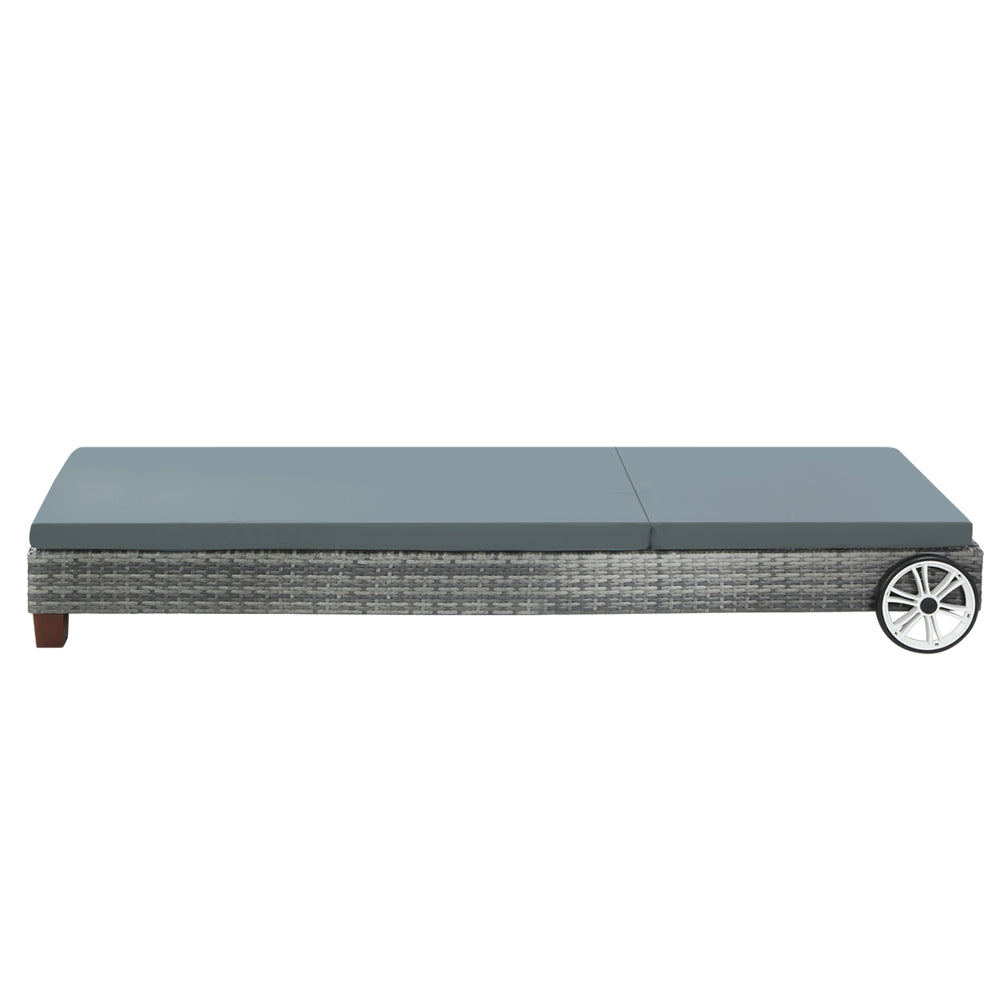 Crib - Sun Lounge Wicker Lounger Day Bed Patio Grey