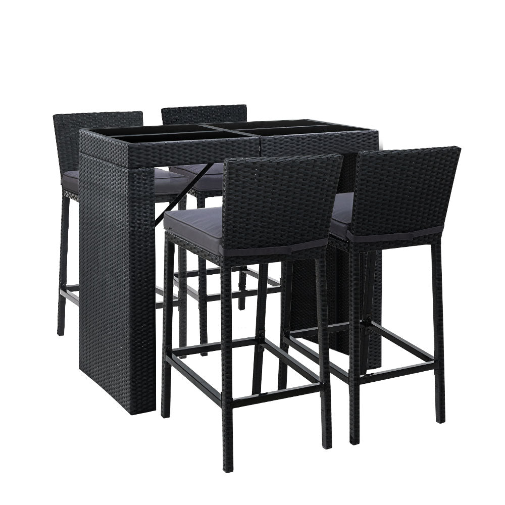 Daria - 5-Piece Outdoor Bar Set Dining Wicker Patio