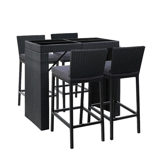 Daria - 5-Piece Outdoor Bar Set Dining Wicker Patio