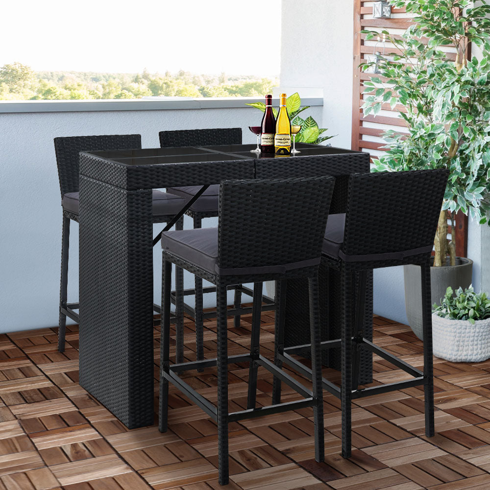 Daria - 5-Piece Outdoor Bar Set Dining Wicker Patio