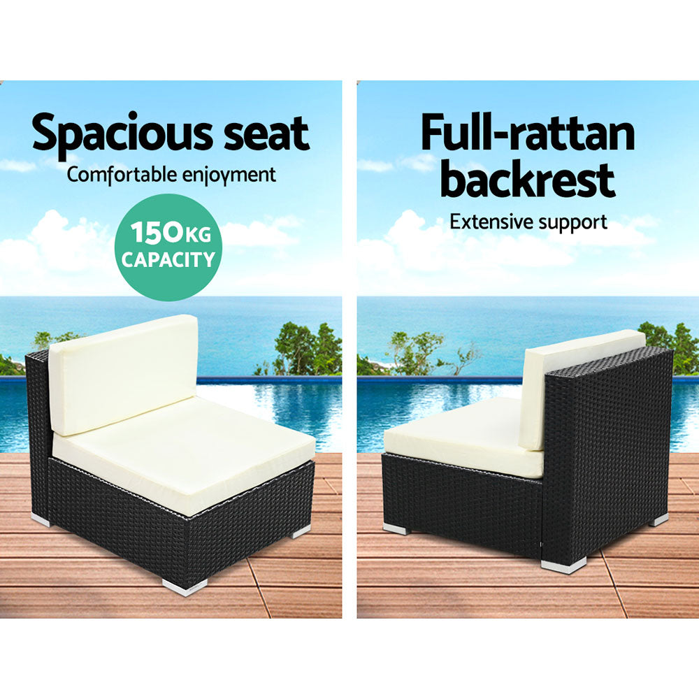 Gia - 2PC Outdoor Furniture Sofa Set Wicker Rattan Lounge Chair